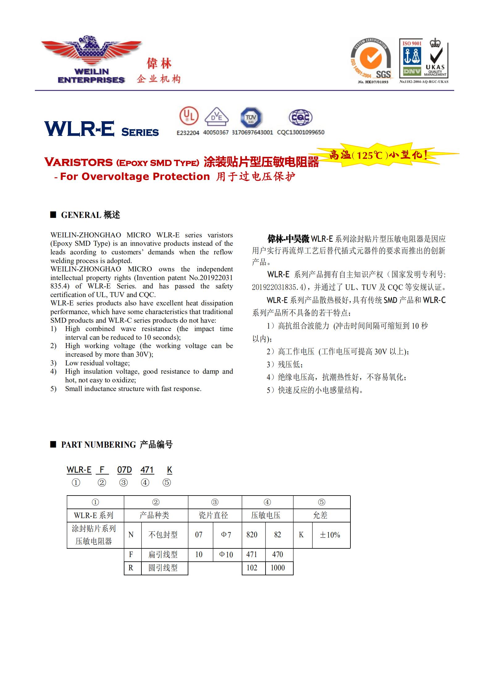 Varistors (Epoxy SMD Type) 涂装贴片型压敏电阻器